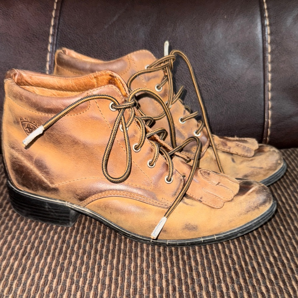 Ariat Heritage Lacer II Western Roper Kiltie Brown Leather Boots
